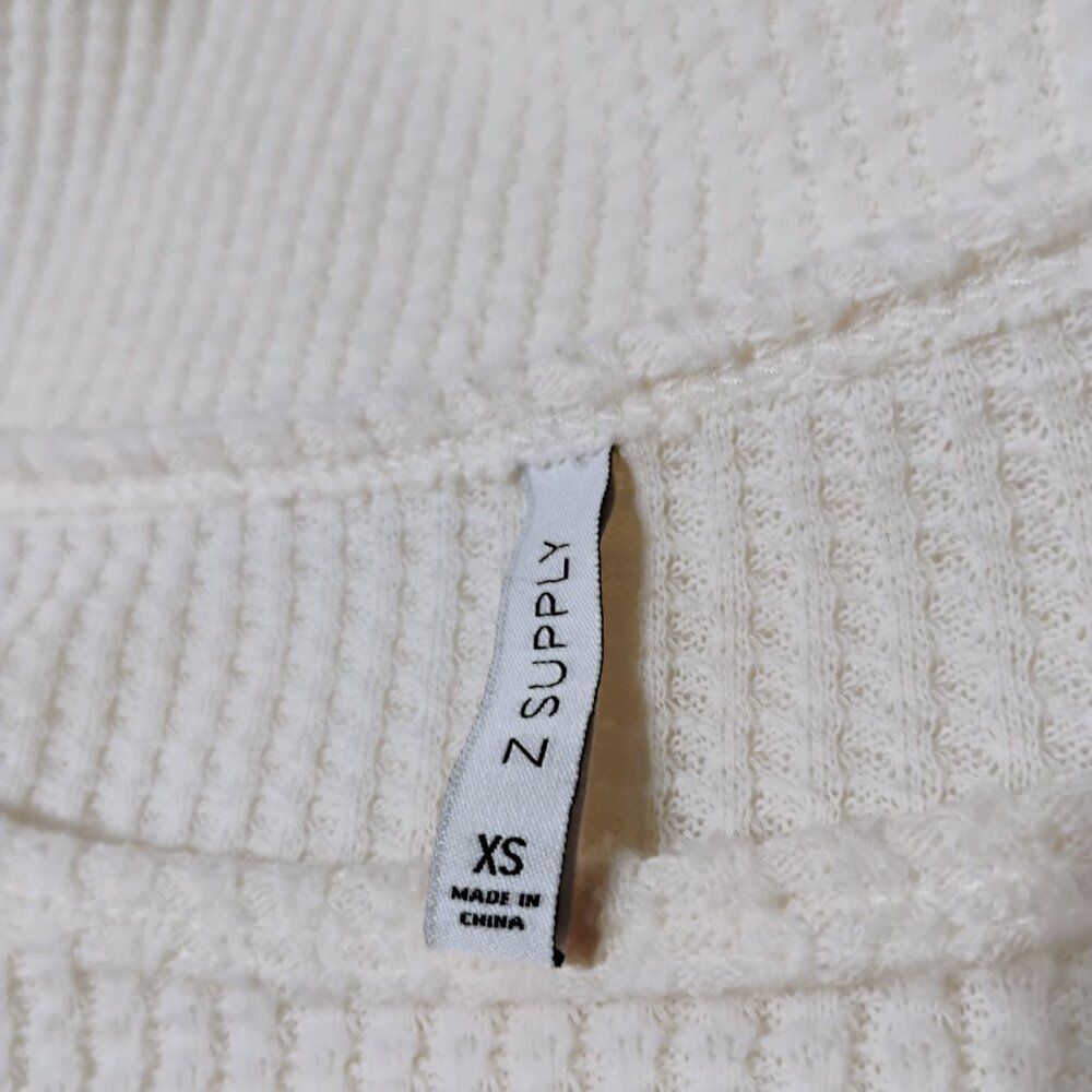 Z Supply Top Women's Thermal Waffle Knit Boho Laced Side Ties Oversized Cozy XS - Picture 10 of 13